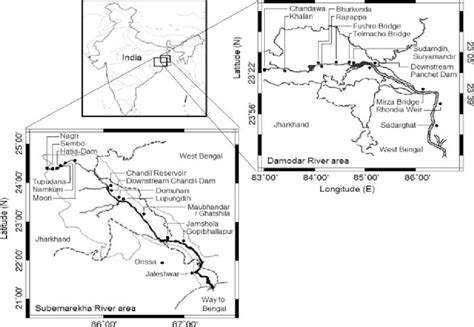 Location Map Of Rivers Damodar And Subarnarekha Showing Sites Sampled