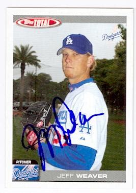 Jeff Weaver autographed baseball card (Los Angeles Dodgers) 2004 Topps Total #324