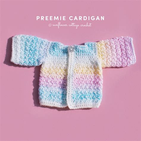 Preemie Cardigan Free pattern - Sunflower Cottage Crochet