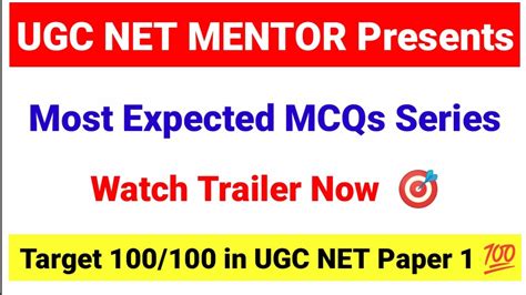 Trailer Ugc Net Mentor Presents Most Expected Mcqs Series Nta Ugc