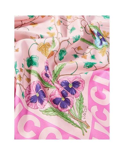 Gucci Floral Pattern Silk Scarf In Pink Lyst