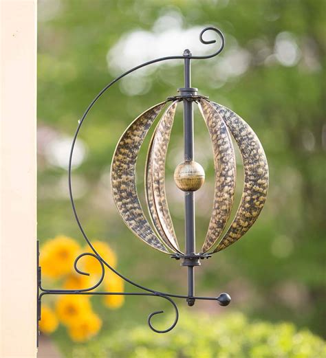 Hammered Metal Wall Mount Wind Spinner Bronze Wind And Weather