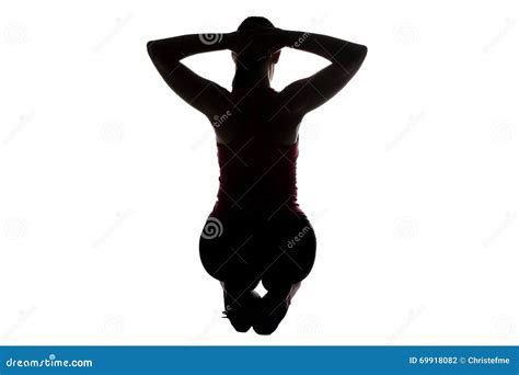 Silhouette Of Woman Squatting From Back Stock Photo Image Of Woman