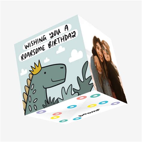 Dinosaur Roarsome Birthday Confetti Exploding Greetings Card Boomf