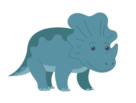 Premium Vector Small Cute Triceratops Dinosaur With A Horn