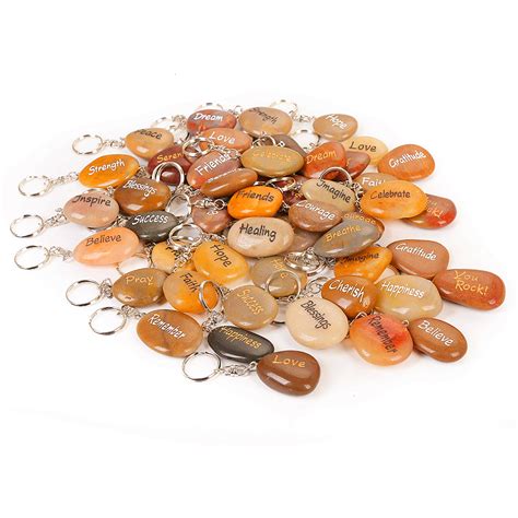 Buy Rock Impact50pcs Rockimpact Inspirational Stones Key Chains Wholesale Lot Engraved Natural