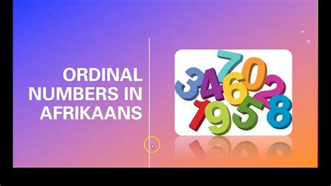 Afrikaans For Beginners Ordinal Numbers In Afrikaans Youtube