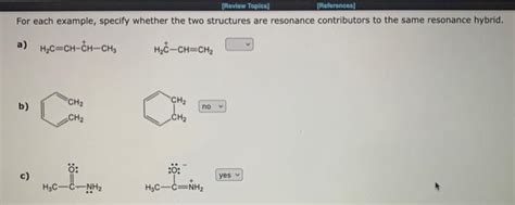 Solved For each example, specify whether the two structures | Chegg.com