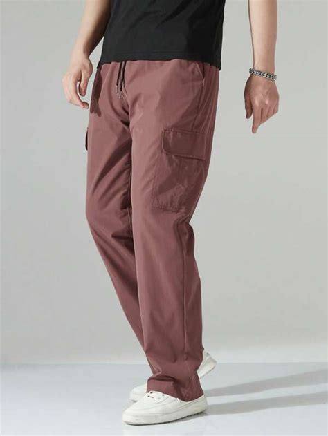 Manfinity Homme Men Flap Pocket Side Drawstring Waist Cargo Pants