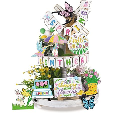 Amazon Yalikop Easter Tiered Tray Spring Decorations Fresh Flower