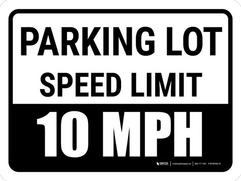 Parking Lot Speed Limit 10mph Landscape Wall Sign