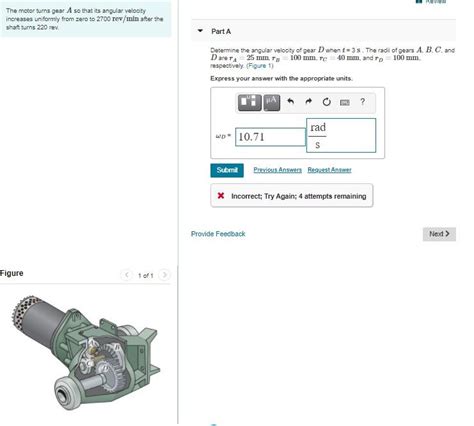 Solved Review The Motor Turns Gear A So That Its Angular