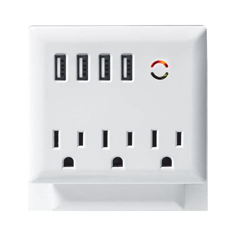 Merkury Innovations 4 2a Usb Wall Charger With Surge Protection 3 Outlet Extender 4 Usb Ports