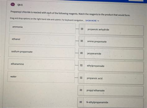 Solved Propanoyl chloride is reacted with each of the | Chegg.com