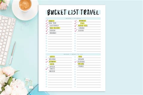 Bucket List Planner Page Travel Bucket List Travel Planner | Etsy