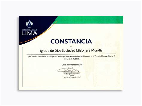 Constancia De La Municipalidad De Lima