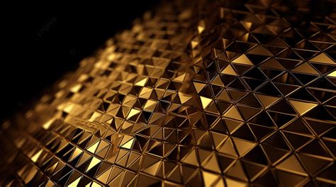 Abstract Grid Of Golden Triangles In 3d Rendered Form Background Metal