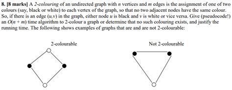 Solved 8 8 Marks A 2 Colouring Of An Undirected Graph Chegg