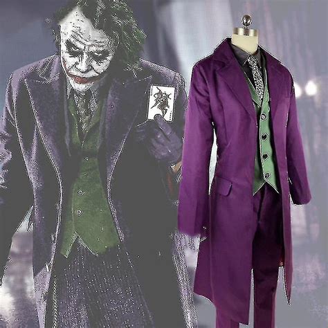 High Quality Heath Ledger Cosplay Suit Halloween Mens Movie The Dark