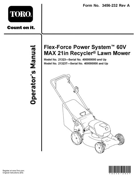 Toro Flex Force Power System V Max In Recycler Operator S