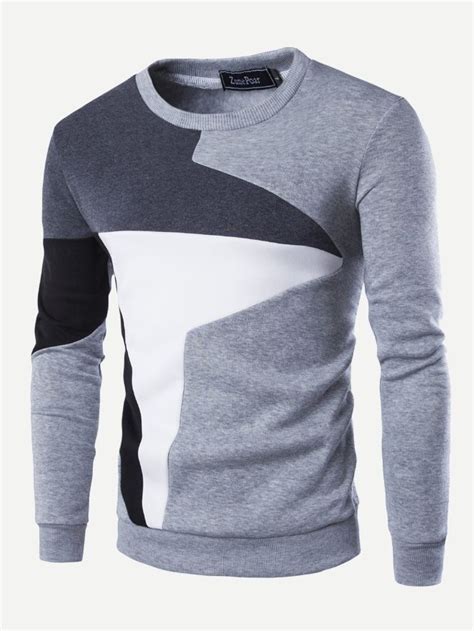 Men Color Block Sweatshirt Shein Sheinside Pullover Sweater Men