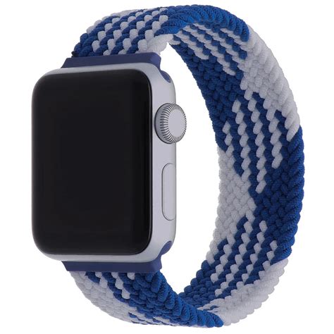 Bracelet Nylon Boucle Unique Tress Apple Watch Bleu Et Blanc