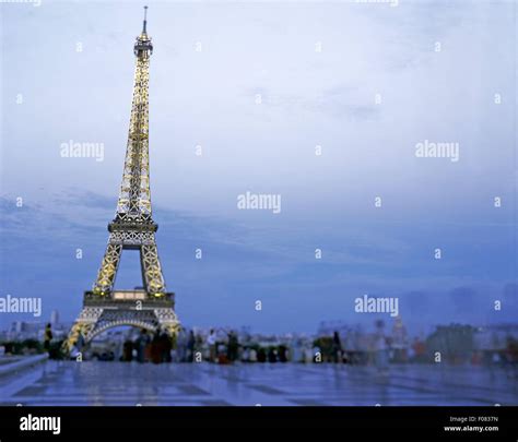 View Of Eiffel Tower With People Around Paris France Stock Photo Alamy