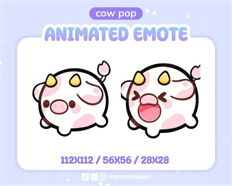 Animated Pink Cow Pop Emote For Twitch And Discord Pop Cat Emote Cat