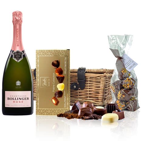 Bollinger Rose Champagne Cl And Chocolates Hamper Bottled Boxed