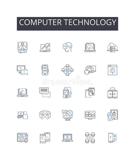 Computer Technology Line Icons Collection Information Technology Digital Innovation