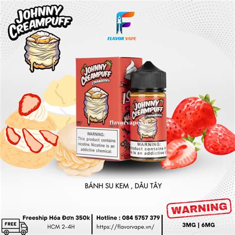 Juice Johnny CreamPuff Strawberry FreeBase Bánh Su Kem Dâu Tây