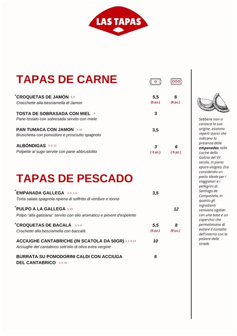 Speisekarte Von Las Tapas Pub Bar ROM