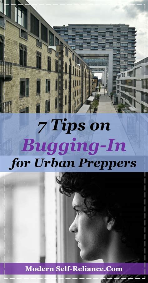 A Man Looking Out The Window In An Urban Setting With Text That Reads 7 Tips On Bugging In For