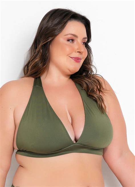 Busto Biquíni Plus Size Verde Alças de Amarrar Marguerite