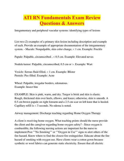 SOLUTION Ati Rn Fundamentals Exam Review Questions Answers Studypool