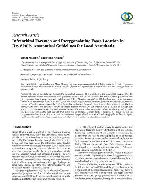 SOLUTION: Infraorbital foramen and pterygopalatine fossa location in ...