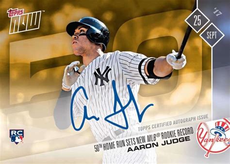 On Card Autograph To 1 Aaron Judge 50th Home Run Sets New Mlb