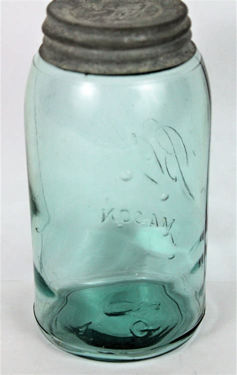 Antique Fruit Jar Quart Size Ball Mason Jar Double L Logo Blue