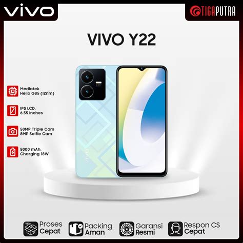 Jual VIVO Y22 RAM 4GB ROM 64 128GB Battery 5000mAh Fast Charging