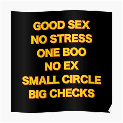 Good Sex No Stress One Boo No Ex Small Circle Big Checks Poster For Sale By CreaRestless