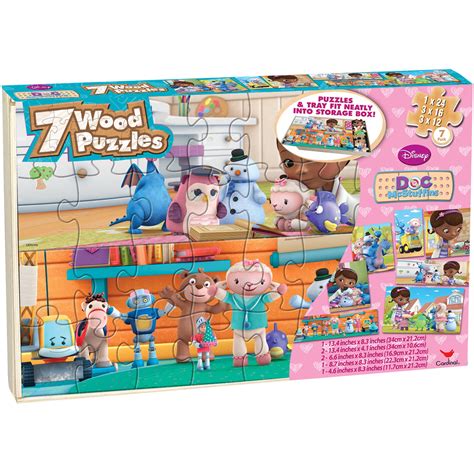 Disney Doc Mcstuffins 7 Wood Jigsaw Puzzles In Wood Storage Box