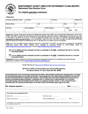 Fillable Online Rsp Part Time Employee Retirement Plan Election Form