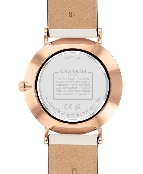 Coach Womens Perry Chalk Floral Leather Strap Watch 36mm Macys