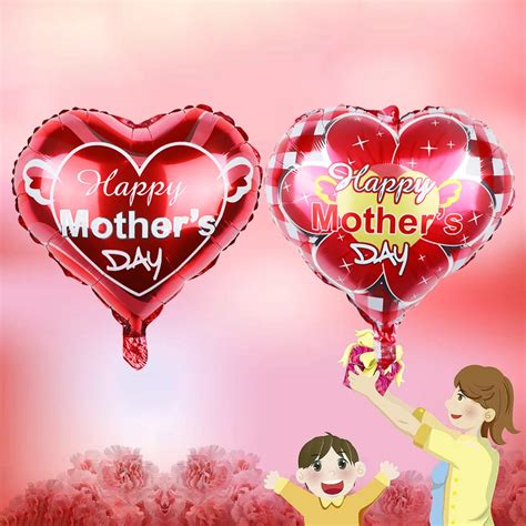 5pcsset Hot Happy Heart Shape Aluminum Foil Balloons For Mothers Day