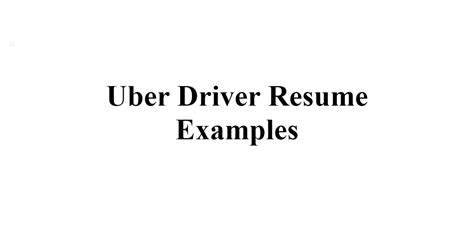 Uber Driver Resume Examples BuildFreeResume