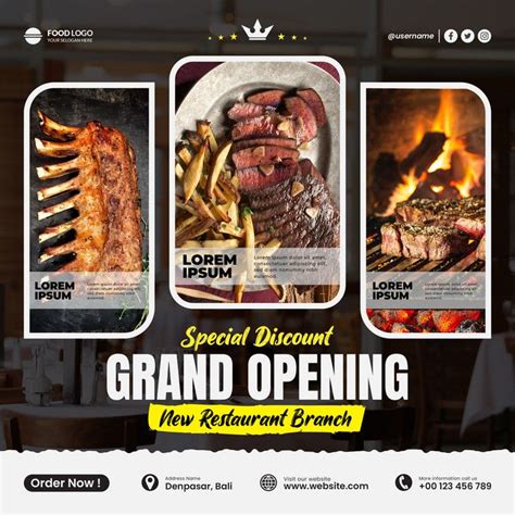 Barbecue Restaurant Logo Food Hot Pot Grand Opening Social Media