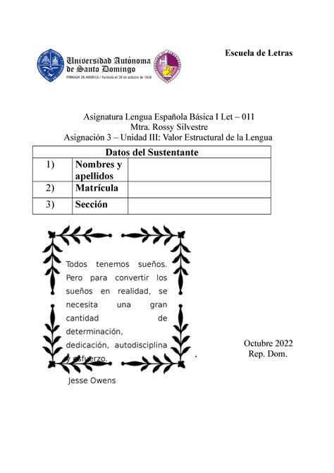 Asignación 3 Unidad III Let 011 R Silvestre 2022 II Escuela de