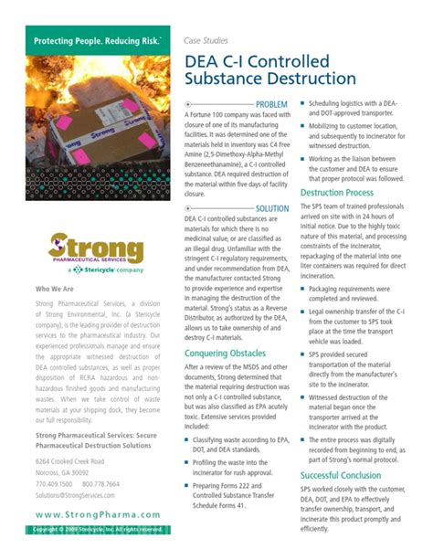 Case Study Dea C I Controlled Substance Destruction Drug Enforcement