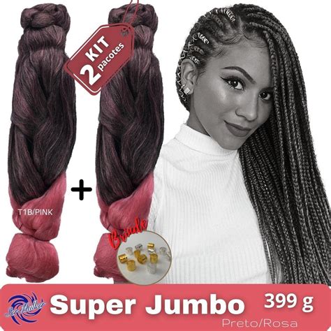 KIT de 2 Pacotes Super Jumbo Ser Mulher Cores Ombrés Para Tranças Box