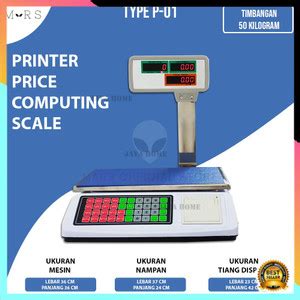 Jual Timbangan Digital Printer 50Kg Display LED Cetak Kertas Nota Bon